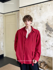 It7 [Neon Carnival] Ankela Red Collar Ribbon Stylish Niche Style Long Sleeves Shirt