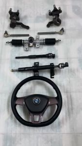 Bộ lái vô lăng xe 4 bánhmai ơ tim ốc đo vuông 7cmchéo 10cmdùng chế xe 4 bánh lái vô lăng