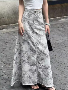 กระโปรงยีนส์ทรงเอเอวสูงสไตล์อเมริกันย้อนยุคสำหรับผู้หญิงในช่วงฤดูร้อนปี 2025 กระโปรงยาวทรงเข้ารูปพอดีตัว กระโปรงยีนส์สั้นทรงเข้ารูปพอดีตัว