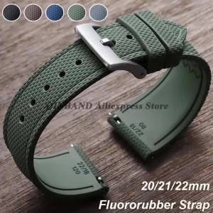 20mm 21/22mm Soft FKM Fluoro Rubber Watchband Premium Fluororubber Watch Strap Waterproof Quick-Release Bracelet Sport Wristband