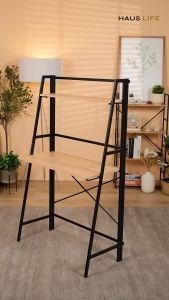 HAUS LIFE โต๊ะทำงานพับเก็บได้ 80cm. สีไลท์โอ๊ค + โครงสีดำ