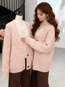 XIYUQI | Korean Style Lazy Fashion Pink Knitted Cardigan for Winter Elegant and Slim