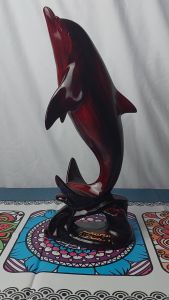 Patung Lumba Lumba Warna Cabai Merah Gaya Asia untuk Dekorasi Rumah