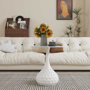 Nordic Rock Board Coffee Table Modern Simple Circular Sofa Side Table Small Tea Table Home Living Room Balcony Angle Table Minimalist