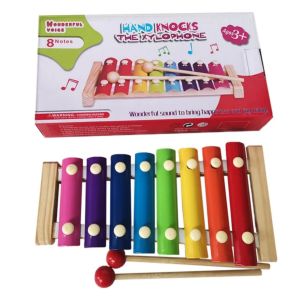 Kids baby 8 tone xylophone hand beat wooden musical instrumen alat musik