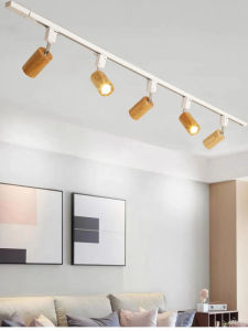 Scandinavian Log Small Spotlight Normcore For Home Living Room Adjustable Angle Led Guide Rail Surface Mounted Wall Japanese Style Track Light