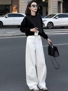 SUSHOUWANGE | 2026 New Fall Black Thin Thickened High-Waist Petite Womens Long Sleeve Short Hoodie