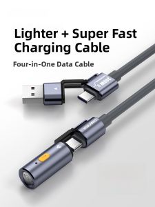 VOKAMO | VOKAMO 240W Super Fast Charge Four-In-One Data Cable For iPhone 16 Pro Max Apple 15 Plus Mobile Phone iPad Tablet Multi-Function Flash Charging Cable