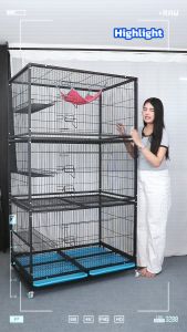 Petus กรงสีด้าน กรงแมว 103x70x187 ซม. ซี่กรงห่าง 2 ซม. กรงแมวขนาดใหญ่ กรงแมว 3 ชั้น กรงแมวแยกชั้น มีล้อ 4 มุม ขนาด