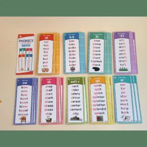 117 Words Families 60 Cards Phonics Flash Card English Learning Materials for Kids Toddler Preschool Activity Flashcards Montessori Educational Toy for Teaching Phonics Reading Card Game