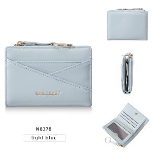 Baellerry | Ví Ngắn Bằng Da PU Chất Lượng Cao Dành Cho Nữ Aellerry Macaron Màu Trơn Đơn Giản Dập Nổi Với Thiết Kế Móc Khóa Quà Tặng Cho Bạn Gái