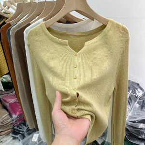 Giảm Giá Thông Số Đặc Biệt Tủ Rút Hàng Lò Xo Xuất Khẩu Thương Hiệu Lớn Mùa Thu Mềm Dệt Kim Dài Tay Áo Khoác Cardigan Áo Sơ Mi Cơ Sở Áo