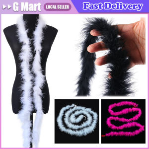 2M Turkey Marabou Feathers Boa Colored Plumas Dress Shawl DIY Craft Wedding Scarf Decor Sewing Costume Trims Accessories Baby Pink Marabou Feather Boa Turkey Feathers Ribbon Shawl for Wedding dress making Decoration Plumes Crafts