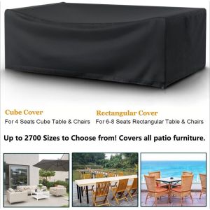 Multi-Size Patio Garden Furniture Covers 210D Oxford Patio Table Covers for Outdoor Tables Chairs Sofas Desks