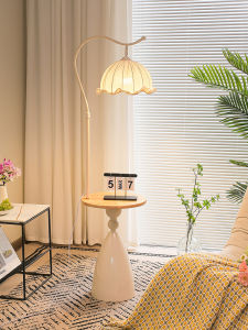 RIYUE | Cream Style Floor Lamp with Shelf