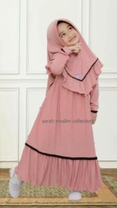 Gamis Anak Perempuan Muslim Hijab Syari Belinda Kids - Gamis Plus Khimar Kerudung - Moscreve Exclusive Premium - Tidak Mudah Sobek - Polos dengan Kombinasi Pita - Cocok untuk Sehari-hari (GARANSI 100%)
