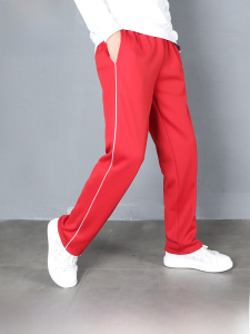 Red School Uniform Pants for Middle And High School Students Boys Girls Straight Leg One Stripe Warm Windproof Waist Belted
