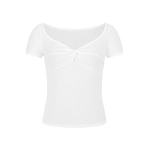 YUEZHONGWEI | French Style Knot Short Sleeve Slim Fit Shoulder Bared Top For Women Beautiful Summer Unique Style Korean Version V Neck Short Length T Shirt