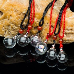 Adjustable Transparent Glass Ball Perfume Sandalwood Hair Weaving Rope Necklace for Men And Women Couple Fashion Jewelry