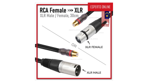 RCA Female to XLR (Male/Female) Patch Cable 30cm Nylon Braided