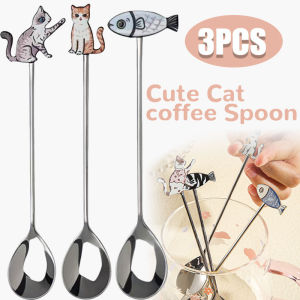 Phim hoạt hình muỗng mèo nhỏ Bộ đồ ăn dụng cụ nhà bếp 304 sáng tạo thép không gỉ mèo muỗng cà phê kem tráng miệng thức ăn nhẹ muỗng