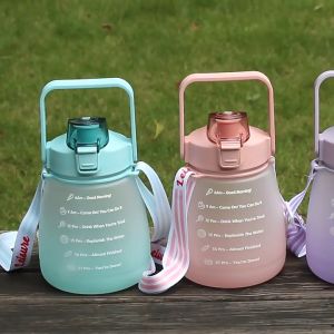 1.2L Water Bottle for Kids Sports Water Cup Cartoon Summer Portable Water Bottle with Straw Bottle Drink Cute Pot Belly Cup Botol Air Viral tiktok Shaker Bottle