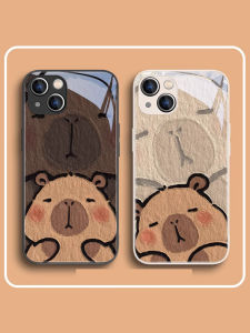 Cute Capybara Couple Phone Cases Glass Shell for  15Pro Max 14Pro 13Pro Mini Xs Max Eco Friendly Digital Accessories