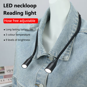 Battery Powered Neck Book Light Bendable Arms Lamp Adjustable Brightness Hands Free Flashlight for Reading Crafting Knitting