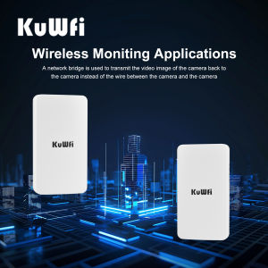 other | KuWFi 1KM Long Range Outdoor CPE 2.4GHz WiFi Bridge – Plug & Play Point to Point Wireless Extender for IP Camera CCTV Farm