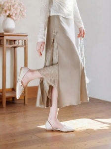 XIANGYING | Silk Satin Fish-tail Side Slit Bodycon Half-skirt