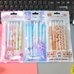 MI-A68 Pulpen Set 6IN1 0.5MM Tinta Bisa di Hapus Motif Karakter Lucu / Eraseble Pen Set Cetek Cetekan Kartun / Pena Mekanik Anak Sekolah / Eraser Pen ST