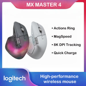 Logitech | Logitech MX Master 4 Haptic Feedback Actions Ring MagSpeed 8000DPI Ergonomic Wireless Bluetooth Mouse 70Day Battery