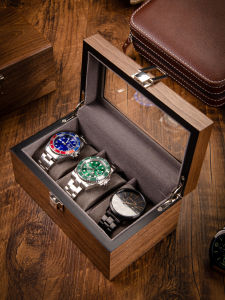 Walnut Wooden Watch Box Jewelry Storage Organizer High End Bracelet Display Case Glass Covered Elegant Storage Solution