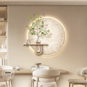 RUIBAHAO | Creamy Style Textured Glowing French Moon Wall Art