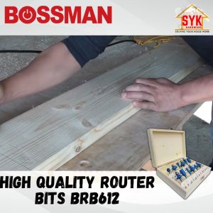 SYK Bossman BRB612 1/4" 6.35mm 12Pcs High Quality Router Bits Set For Wood Trimmer Bit Penghala Kayu