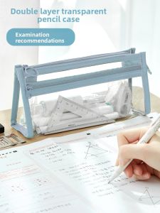 MONLEYTA | Transparent Large Capacity Pencil Case Simple Design New 2025 Model High Aesthetic Value Girls Stationery Box Primary School College Students Ins Style Stationery Bag
