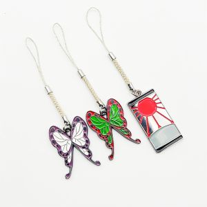 Anime Demon Slayer Kimetsu no Yaiba keychains Phone Strap Charm Chain Cellphone Lanyard Keychain Woman Girl Bag Camera Pendant For Case accessories