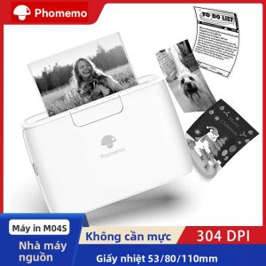 Máy In Nhiệt Di Động Phomemo M04S 110mm Bluetooth Không Mực 304dpi Hỗ Trợ Cuộn Giấy 53/80/110mm Để In Từ Điện Thoại Di Động