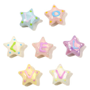1PC Hand Rút Ra In Ấn Acrylic Sao hạt chữ cái Loose Đính Cườm Thời Trang Phụ kiện tự làm Vòng Đeo Tay trang sức hoa tai vòng cổ Vật Liệu Bán Buôn