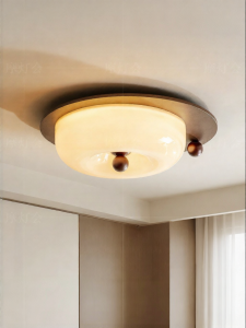 FANCY LAMP CLUB | Retro Walnut Wood Ceiling Light for Master Bedroom Eye Protection