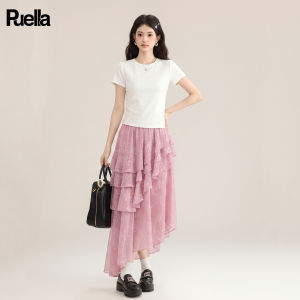 puella | Summer Sweet Shoulder Short Sleeve Top Irregular Floral Skirt Set