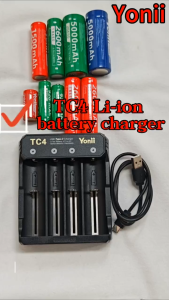 Yonii 4-Slot Smart Battery Charger for 18650/21700 and Other 3.7V Rechargeable Lithium Batteries Each Slot Independently Chargeable Mixed Charging USB Type-C Charging Port