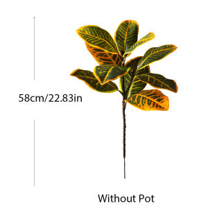 Kmitang | 58/115cm Artificial Plants Fake Ficus Tree Plastic Big Banyan Tree Leaves Realistic Tropical Croton Leafs For Home Garden Decor