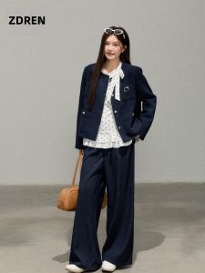 ZHANGDAREN | Áo Khoác và Quần Tây Phong Cách Pháp Dành cho Phụ Nữ Size Lớn