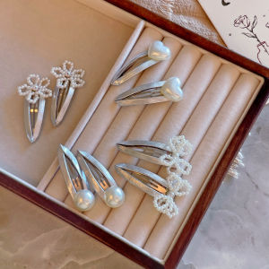 French Vintage Pearl Flower Plate Butterfly Knot Baby Girl BB Clip Childrens Hair Accessories Baby Hair Decorations