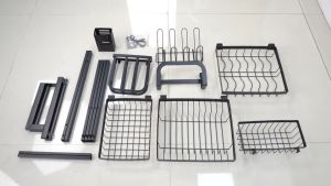 Rak Piring Wastafel Stainless Hitam Rak Cuci Piring Rak Piring Stenlis Peralatan Dapur Kokoh Kuat Anti Karat