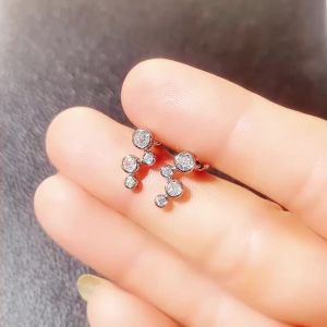 Huitan Tối Giản Bạc Bông Tai Nữ Tròn Đính Đá Cubic Zirconia Trang Sức Thời Trang Thấp Khí Cứu Hình Học Tai Trang Sức