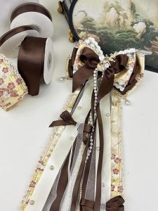 Handmade Silk Ribbon Floral Hair Accessories Chinese Traditional Embroidery Bonheur Fresh Flower Bouquet Colorful Ribbon DIY Packaging