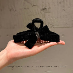 Black Velvet Rhinestone Grip Large Hair Clip: 2023 New Arrival