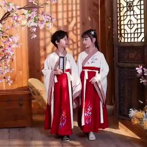 Childrens Han Chinese Costume Girls Boys Chinese Classics Suit Chinese Style Ancient Costume Childrens Opening Ceremony Three-Character Sutra Disciples Performance Costume